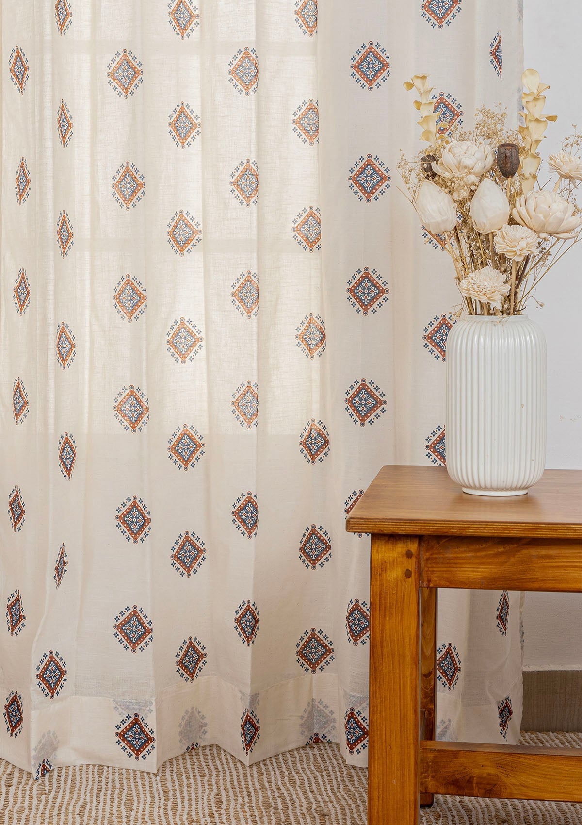 Sapphire 100% Cotton Sheer Textured Curtain for Living & Bedroom - Ligth filtering - Multicolor - Single Piece