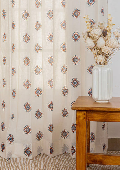 Sapphire 100% Cotton Sheer Textured Curtain for Living & Bedroom - Ligth filtering - Multicolor - Single Piece