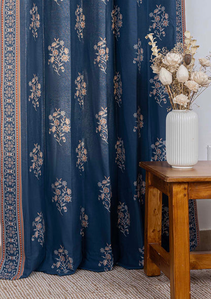 Neela 100% Cotton Printed Curtains for living room & Bedroom - Room Darkening - Multicolor - Single Piece