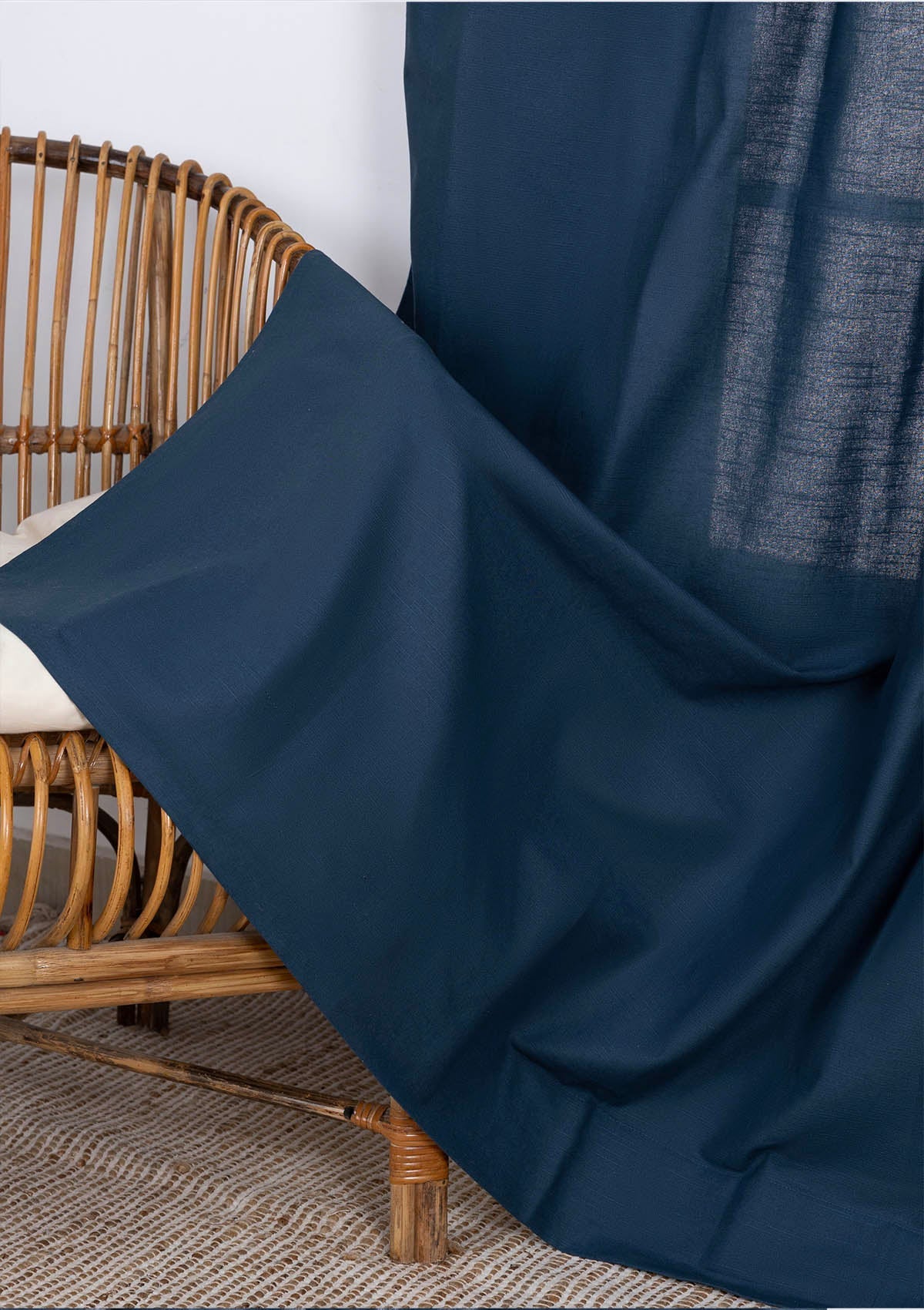 Solid Indigo Blue 100% Cotton Plain Curtain for Living & Bedroom - Room Darkening - Single Piece