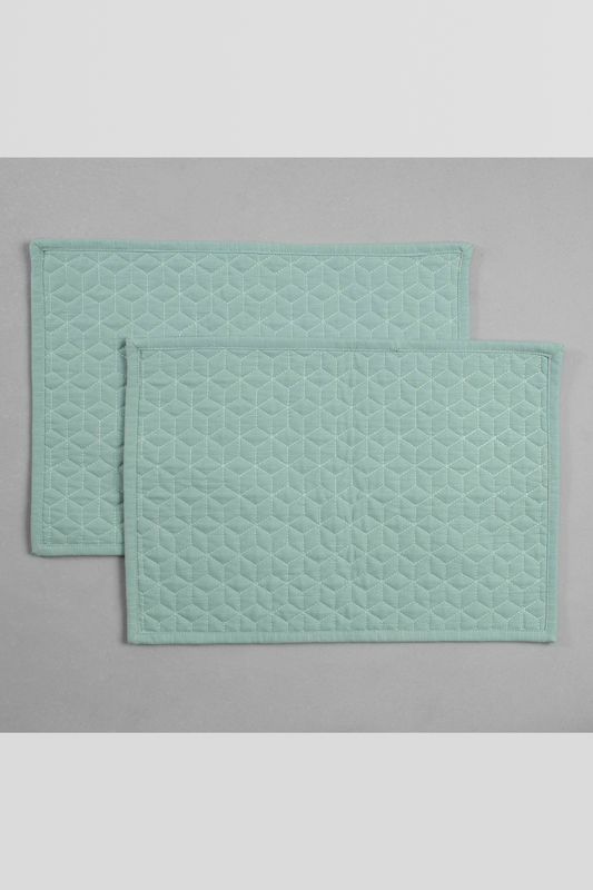 Quilted Solid Cotton Placemats - Nile Blue