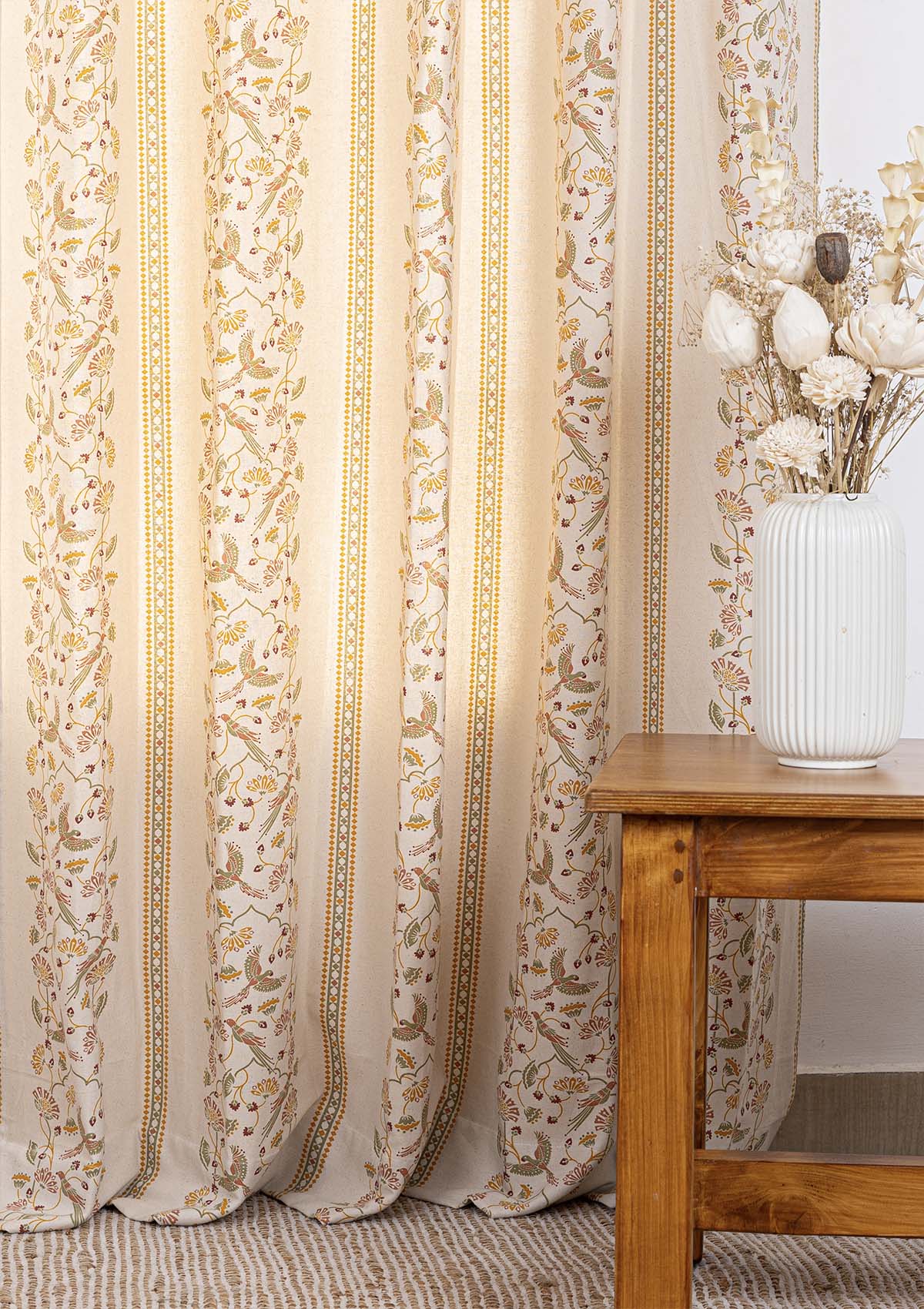 Meenakshi 100% Cotton Printed Curtain for living room & bedroom - Light Reduction - Multicolor - Single Piece