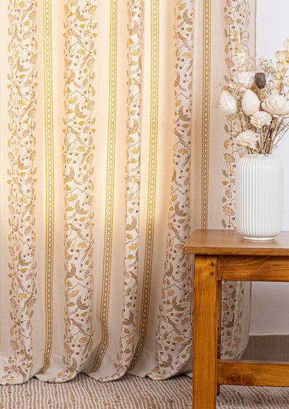 Meenakshi 100% Cotton Printed Curtain for living room & bedroom - Light Reduction - Multicolor - Single Piece