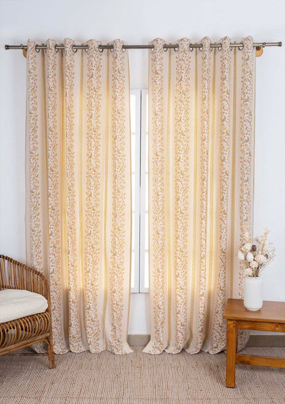 Meenakshi 100% Cotton Printed Curtain for living room & bedroom - Light Reduction - Multicolor - Single Piece