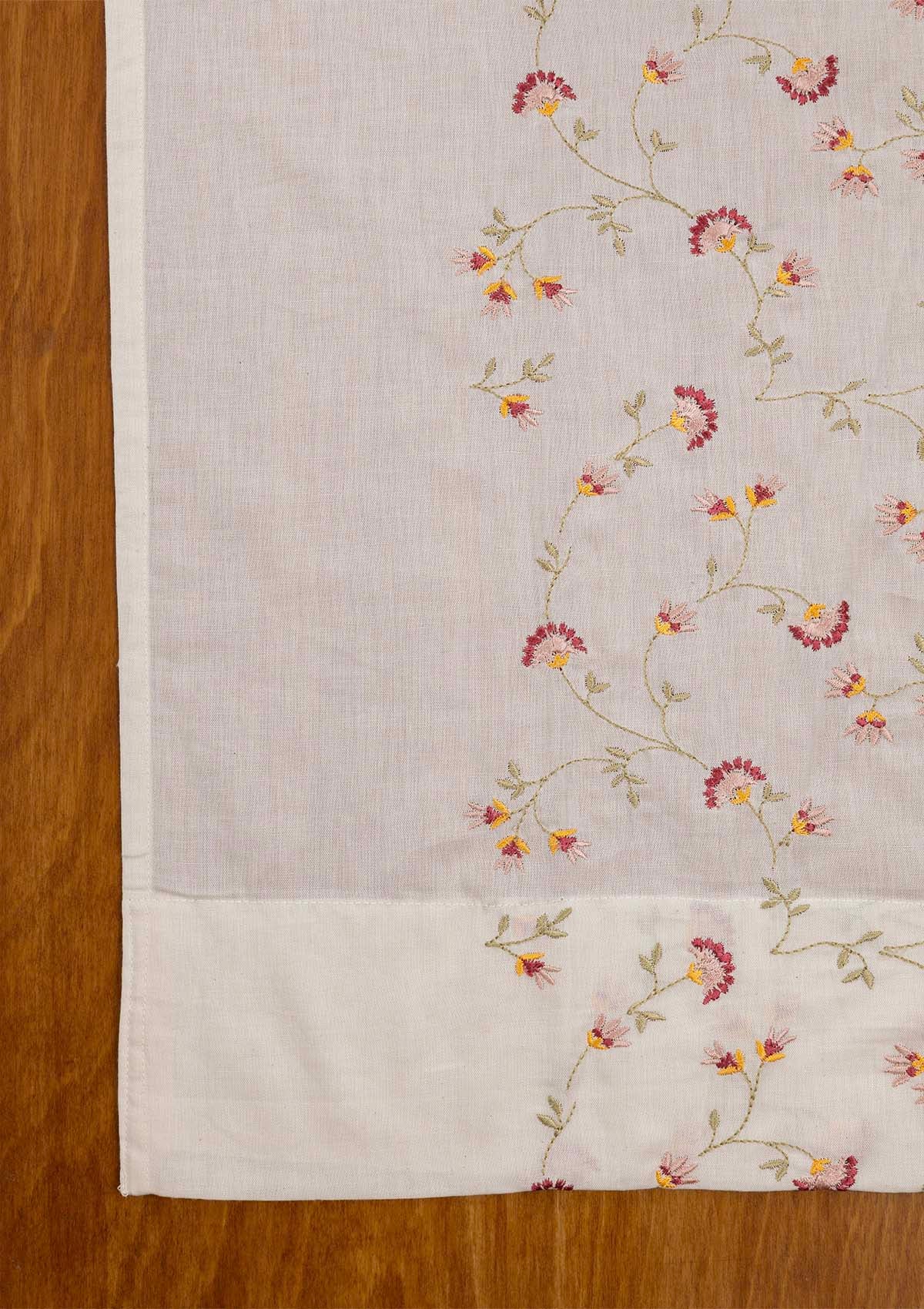 Vaanya 100% Cotton Sheer Embroidered Curtain for Living & Bedroom - Ligth filtering - Multicolor - Single Piece
