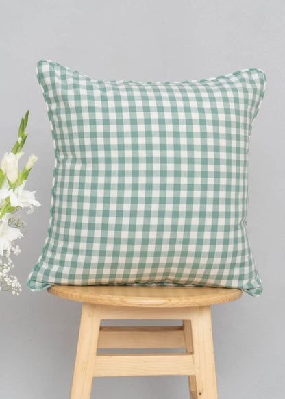 Gingham Cotton 100% cotton geometric cushion cover for sofa - Sage Green