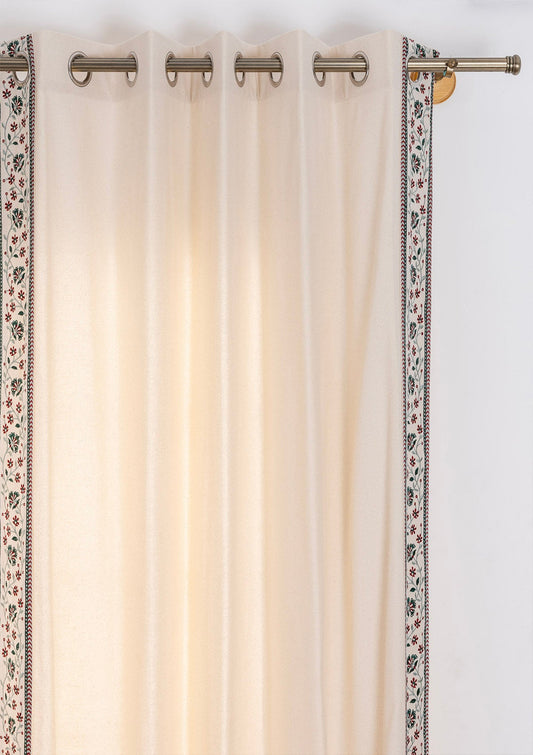 Kadamba Beige 100% Cotton Plain Curtain for living room & bedroom - Room Darkening - Single Piece