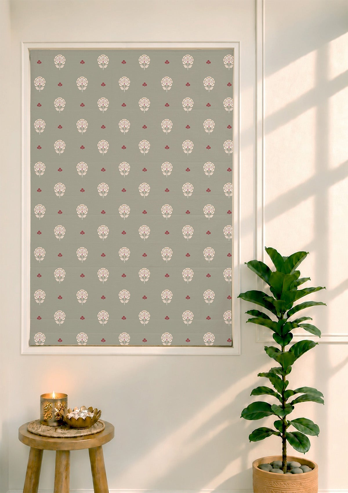 Gulnaar Green Ethnic 100% Cotton Printed Blind For Livingroom / Bedroom | Room Darkening