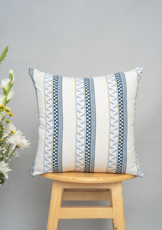Oriental Stripes 100% cotton geometric cushion cover for sofa - Grey
