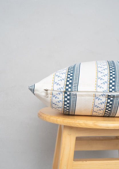 Oriental Stripes 100% cotton geometric cushion cover for sofa - Grey