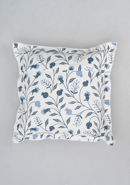 Blue Ruby 100% cotton floral cushion cover for sofa - Powder Blue