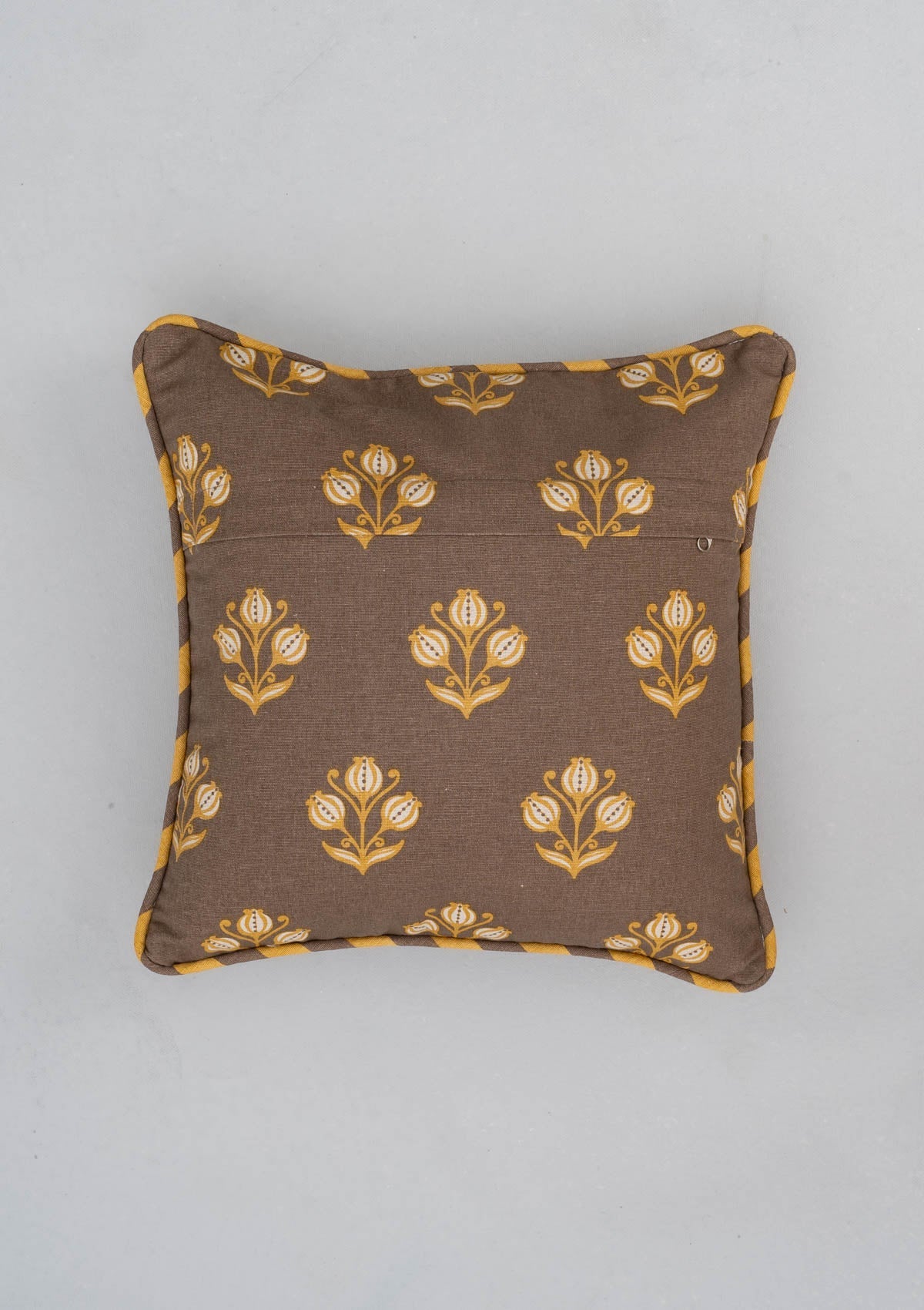 Cinnamon Printed Cotton Cushion Cover - Brown