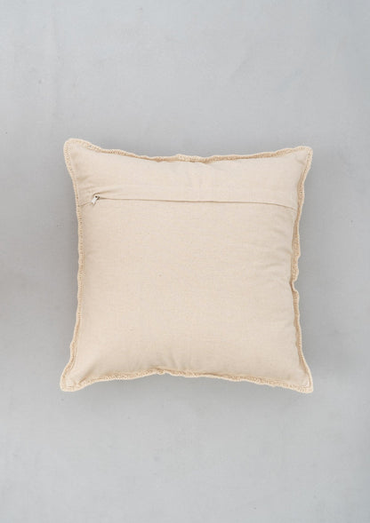 Oyster 100% cotton crochet antique piece cushion cover for sofa - Ivory