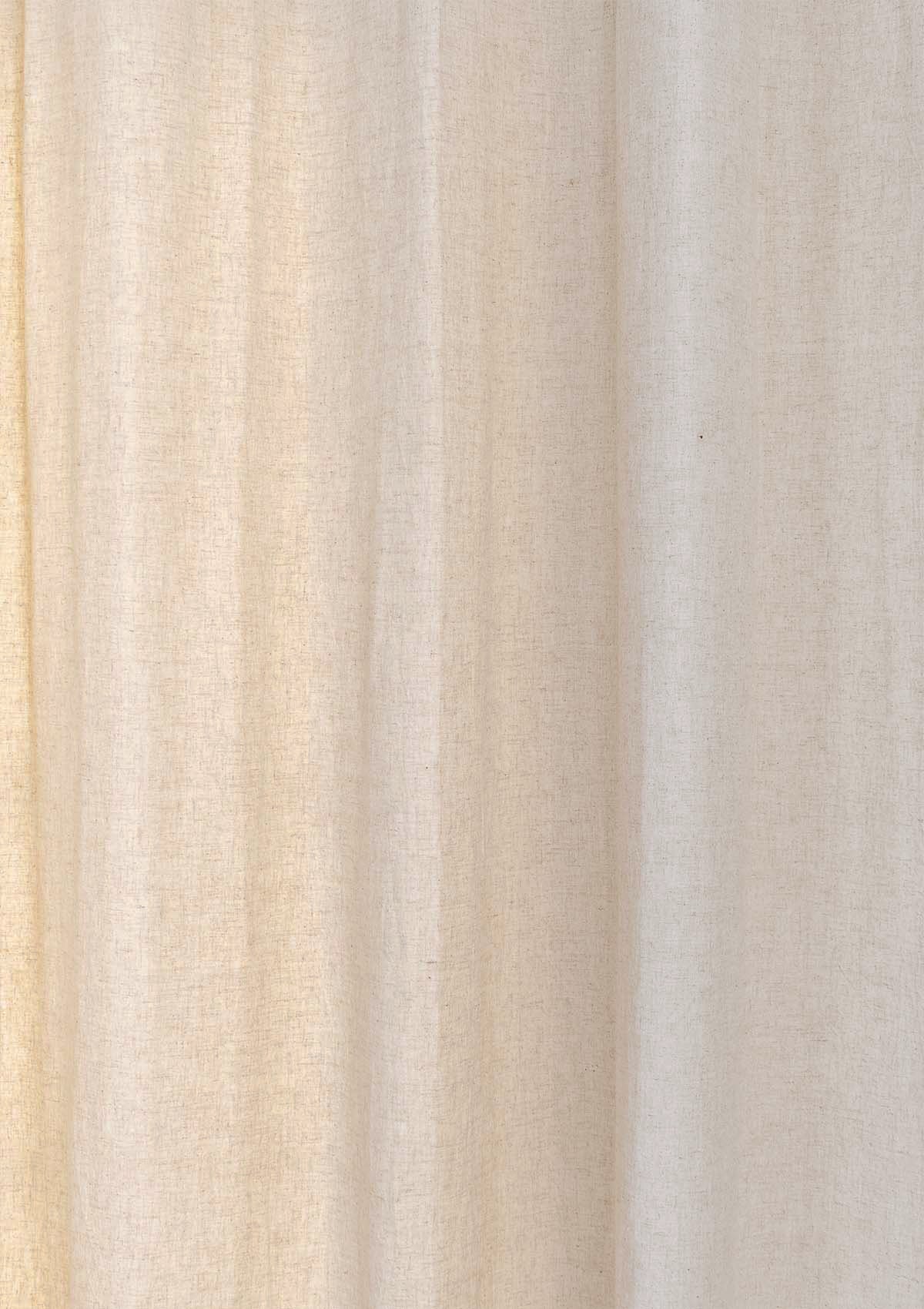 Solid Linen Cotton Blend textured curtain for Living room & bedroom - Light Reduction - Beige  Single Piece