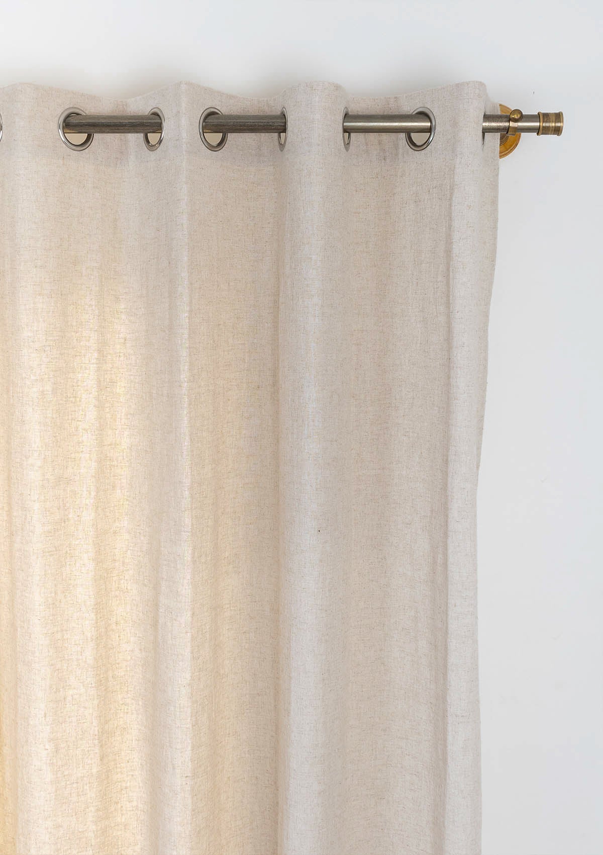 Solid Linen Cotton Blend textured curtain for Living room & bedroom - Light Reduction - Beige  Single Piece
