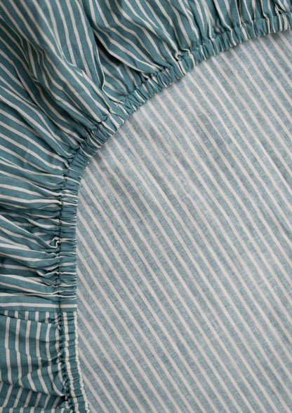 Stripes Fitted Sheet - Turquoise
