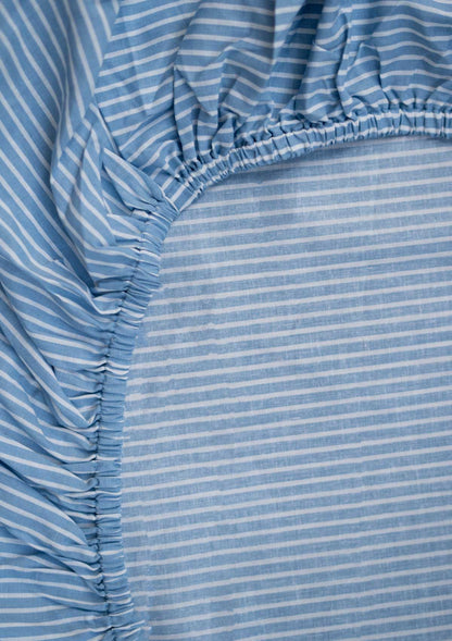 Stripes Fitted Sheet - Powder Blue
