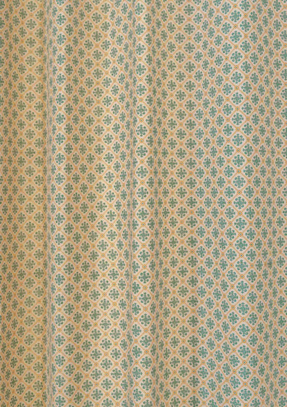 Yura 100% cotton geometric curtain for living room - Room darkening - Aqua blue - Single - Single Piece