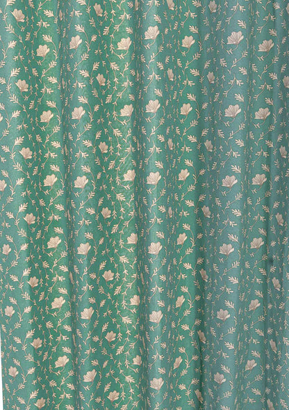 Eden aqua blue 100% cotton floral curtain for bed room - Room darkening - Single - Single Piece