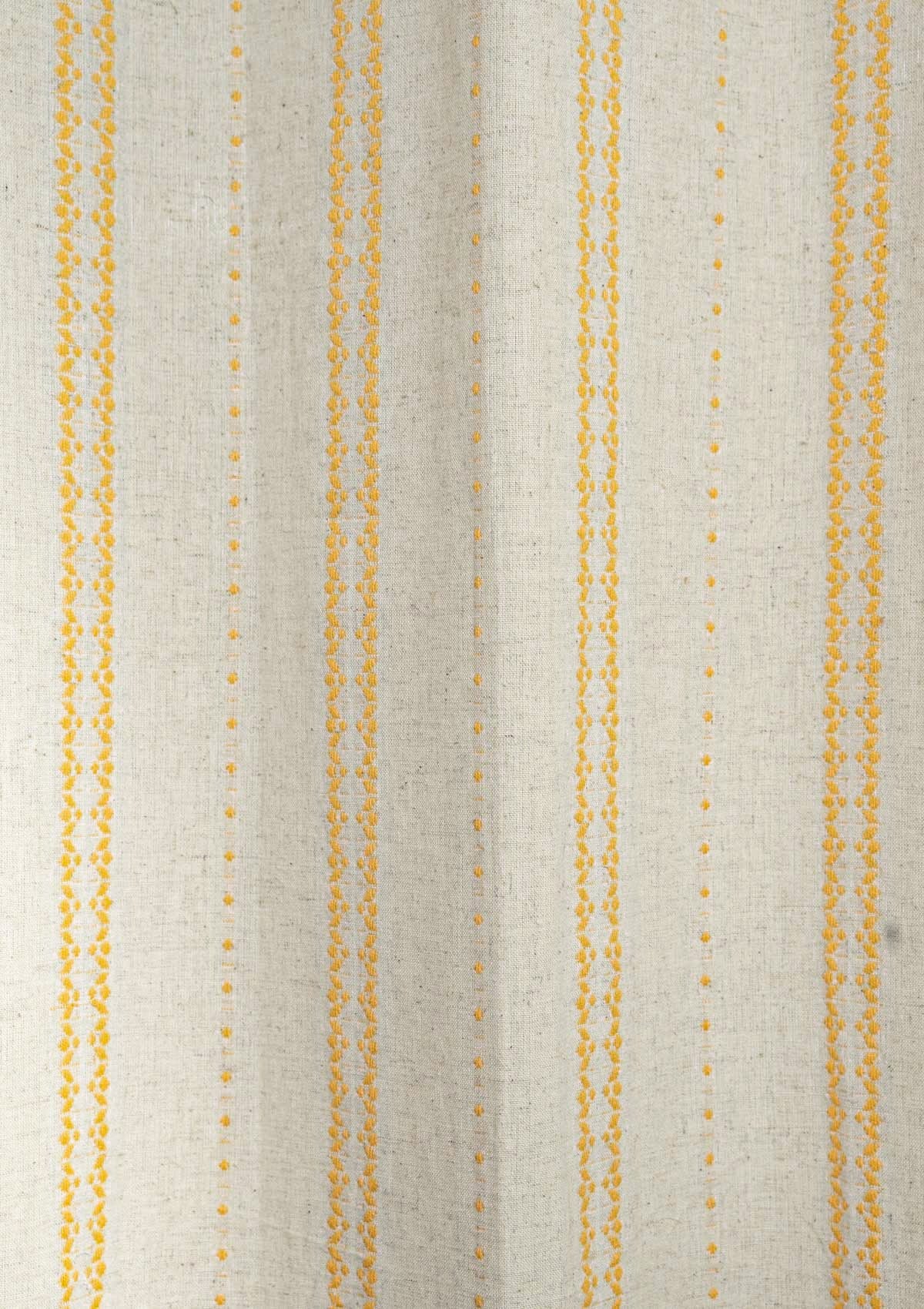 Aster linen minimal textured design curtain for living room - Light Reduction - Mustard - Single Piece