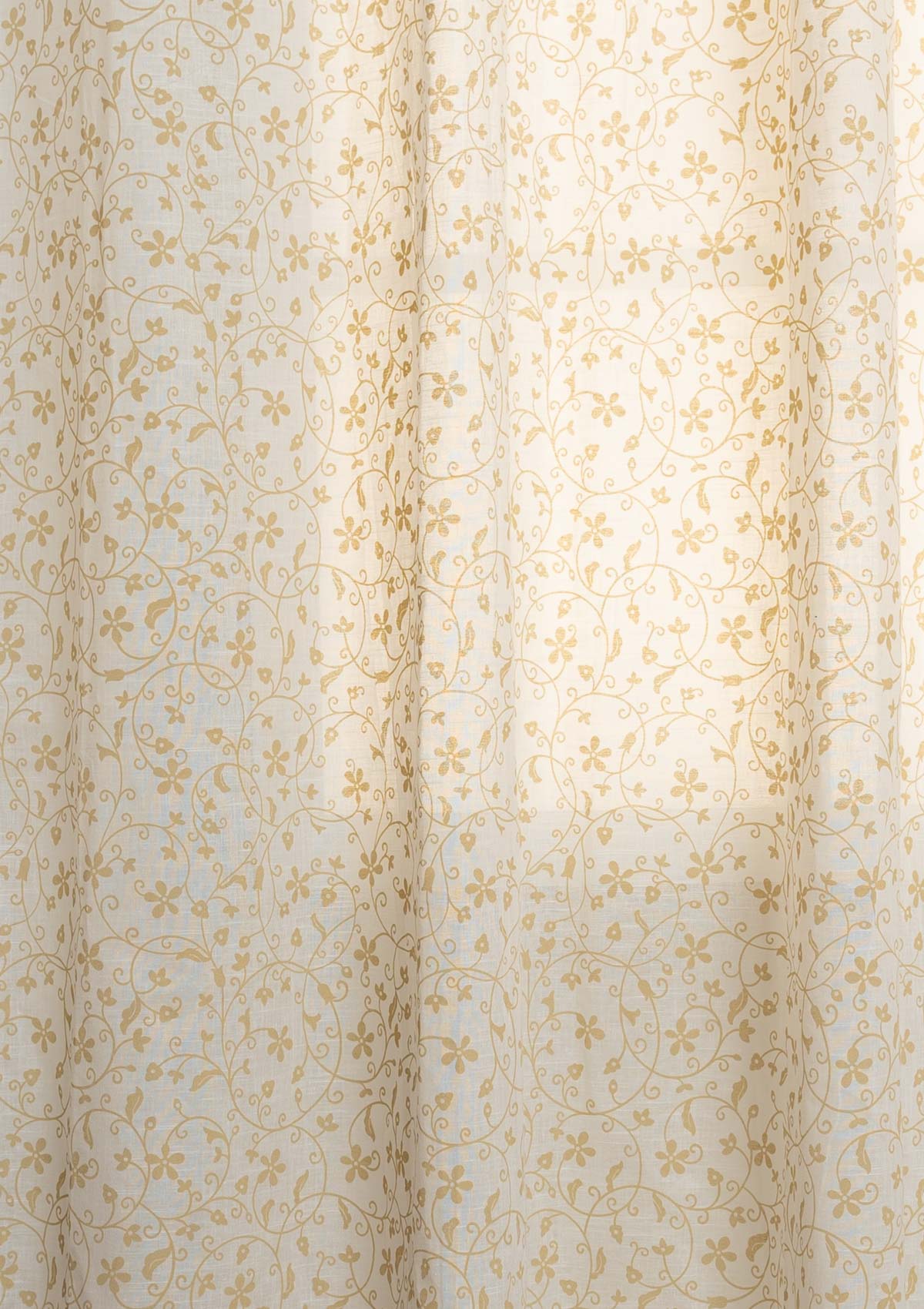 Sandalwood floral 100% cotton sheer Fabric for living room - Light filtering - Ivory