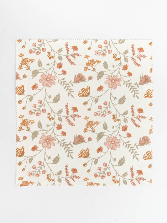 Forest bloom premium 100% cotton floral fabric for curtain, cushion cover, dining, blinds - Room darkening - Orange
