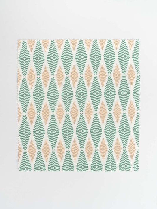 Maze 100% cotton geometric fabric for living room - Room darkening - Sage green