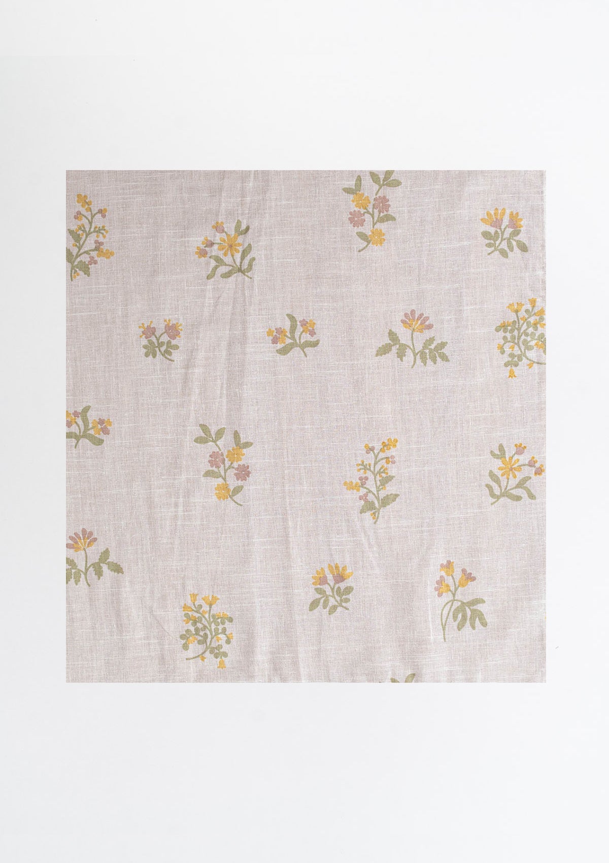 Posy minimal Floral Print 100% cotton sheer Fabric for living room - Light filtering - Yellow & Green