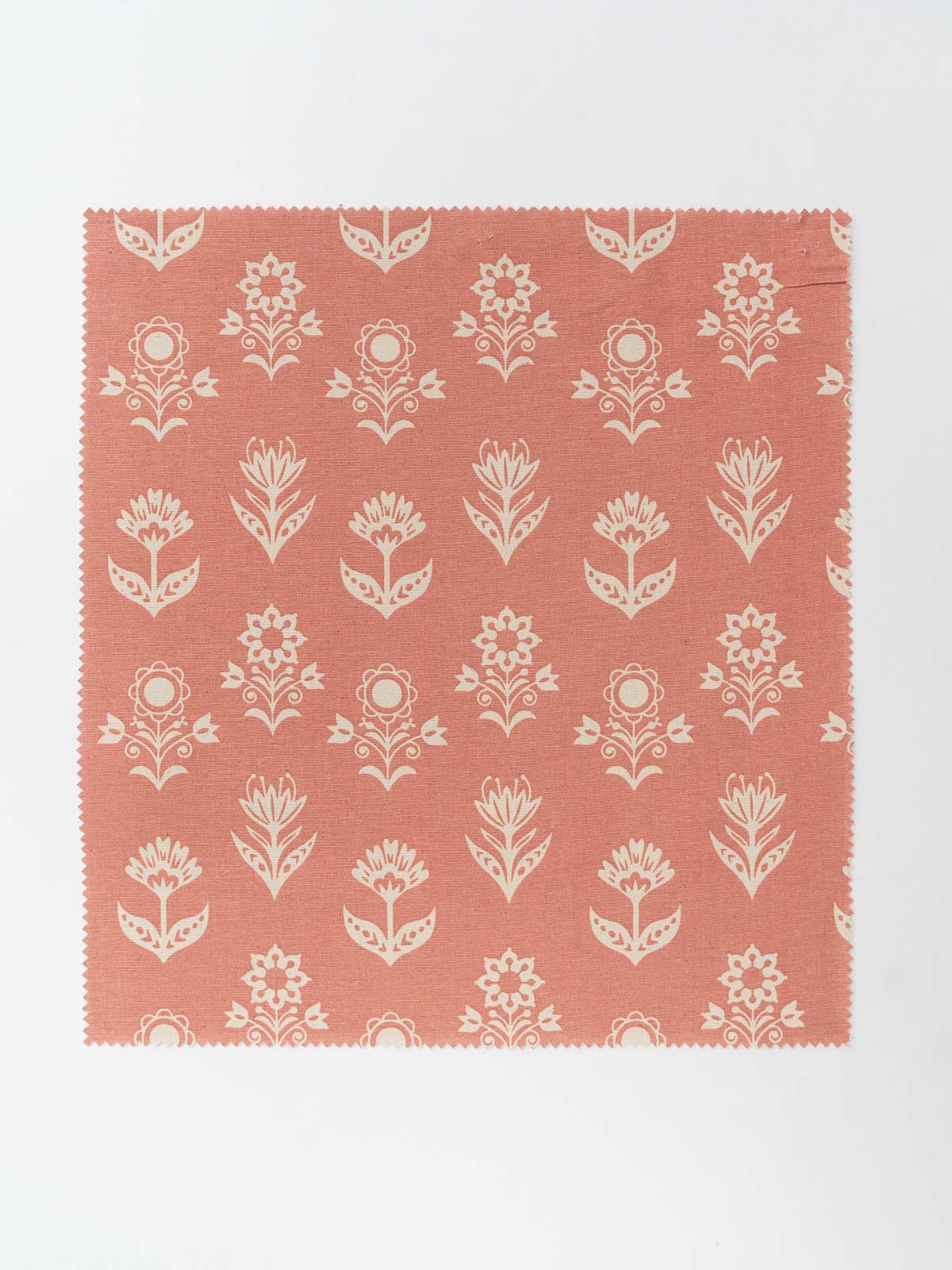 Dahlia printed cotton Fabric - Rust