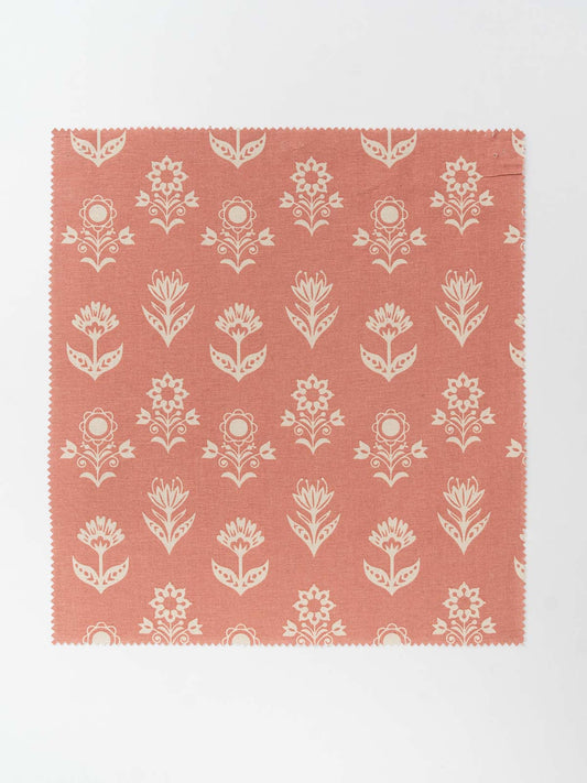 Dahlia printed cotton Fabric - Rust