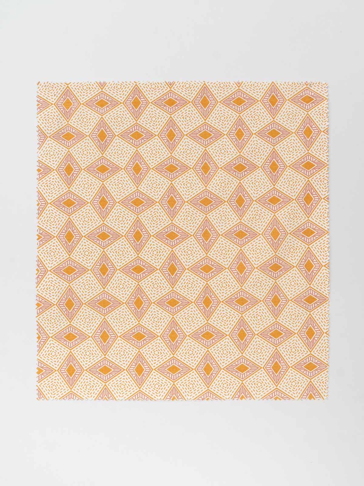 Terrazo 100% cotton geometric fabric for living room - Room darkening - Mustard