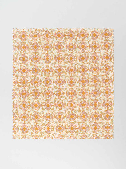 Terrazo 100% cotton geometric fabric for living room - Room darkening - Mustard