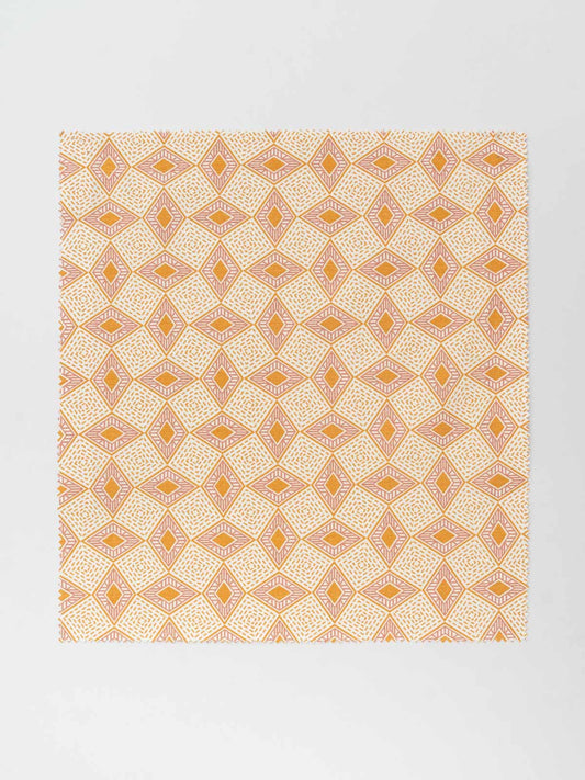 Terrazo 100% cotton geometric fabric for living room - Room darkening - Mustard