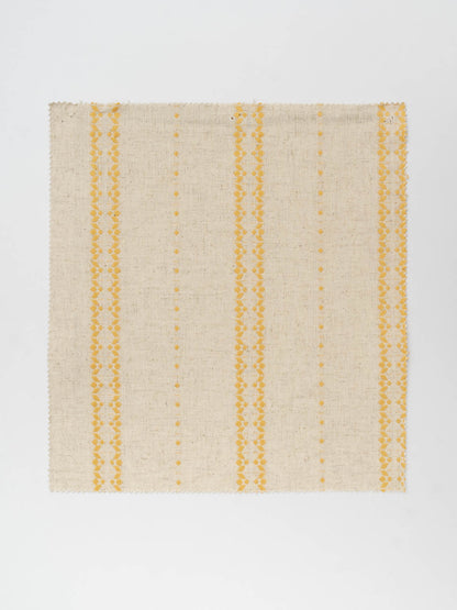Aster Woven Textured Linen Fabric - Beige & Mustard