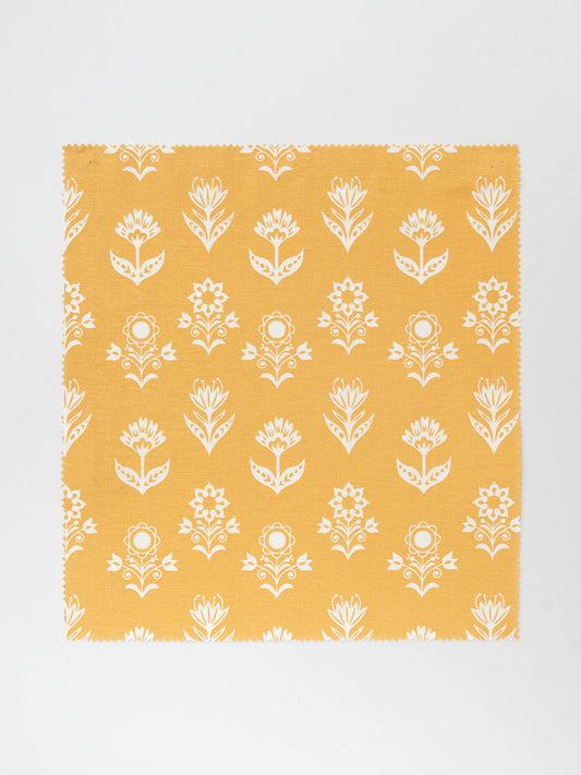 Dahlia printed cotton Fabric - Mustard