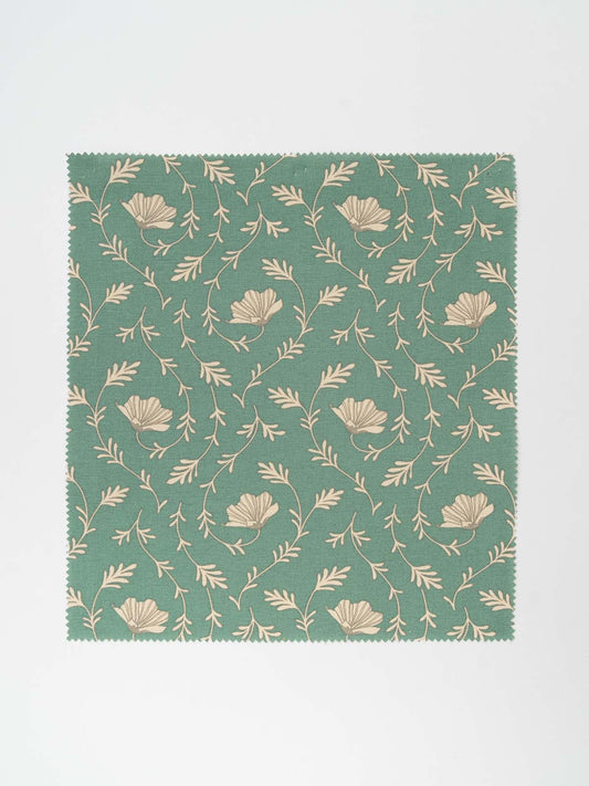 Eden aqua blue 100% cotton floral fabric for bed room -Room darkening