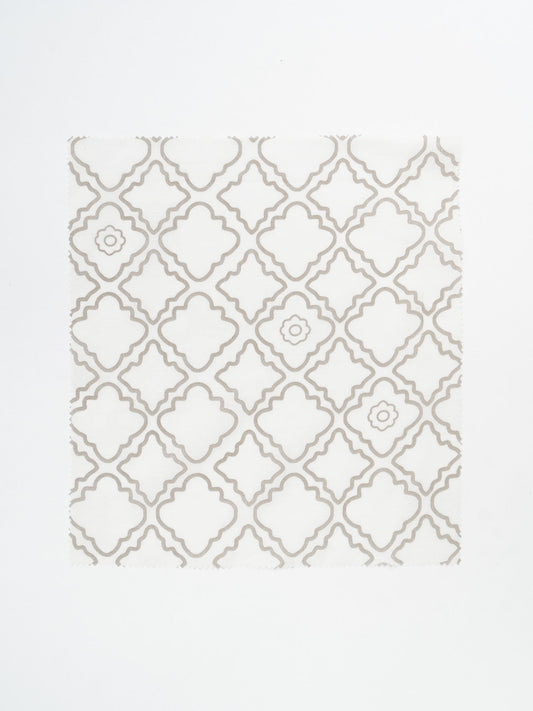 Lattice printed sheer Fabric - Walnut-Grey