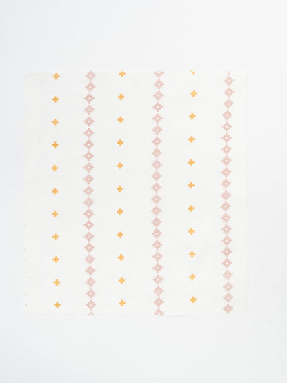 Mallige geometric 100% cotton sheer Fabric for living room - Light filtering - Rust and Mustard