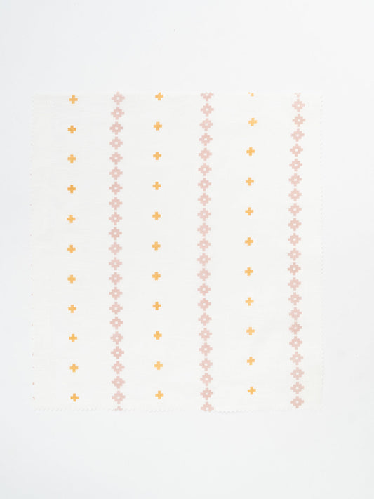 Mallige geometric 100% cotton sheer Fabric for living room - Light filtering - Rust and Mustard