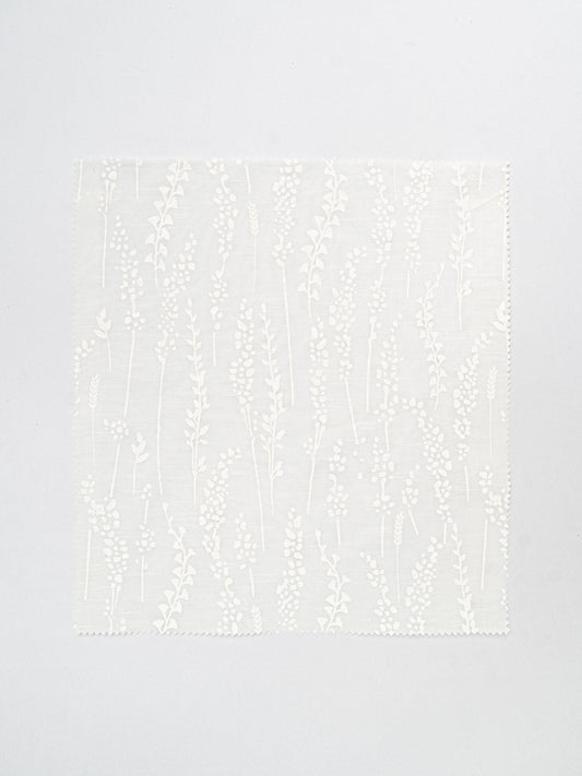 Grass Fields printed sheer Fabric - White