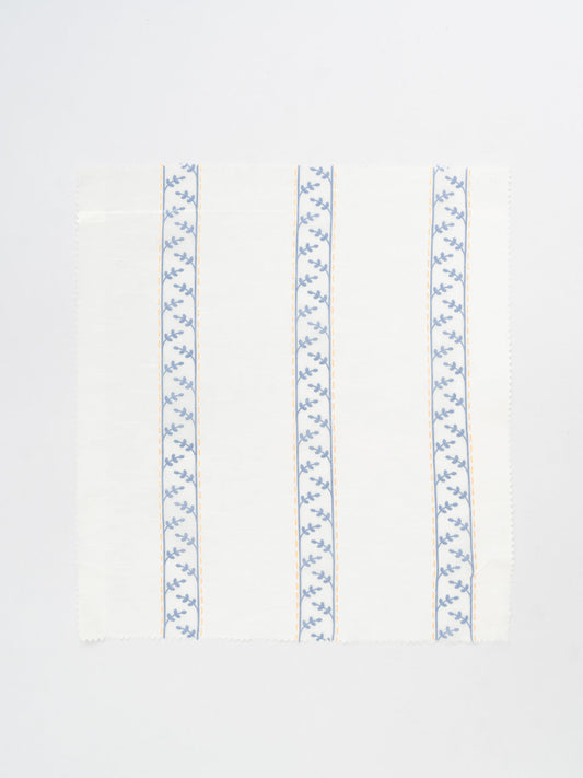 Oriental Stripes Printed Sheer Fabric - Powder Blue