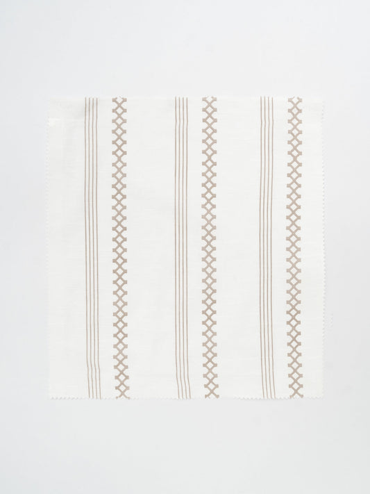 Picket Fence printed sheer Fabric - Walnut-Grey