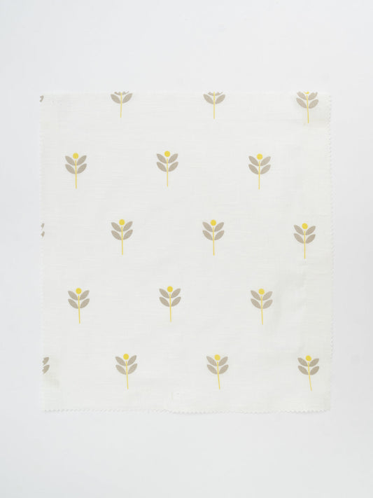 Sapling printed sheer Fabric - Yellow