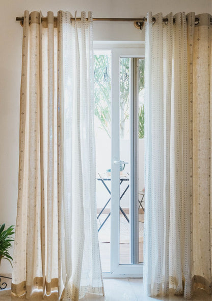 Dew 100% Sheer minimal curtain for Living room & bedroom - Light filtering - Cream - Single Piece