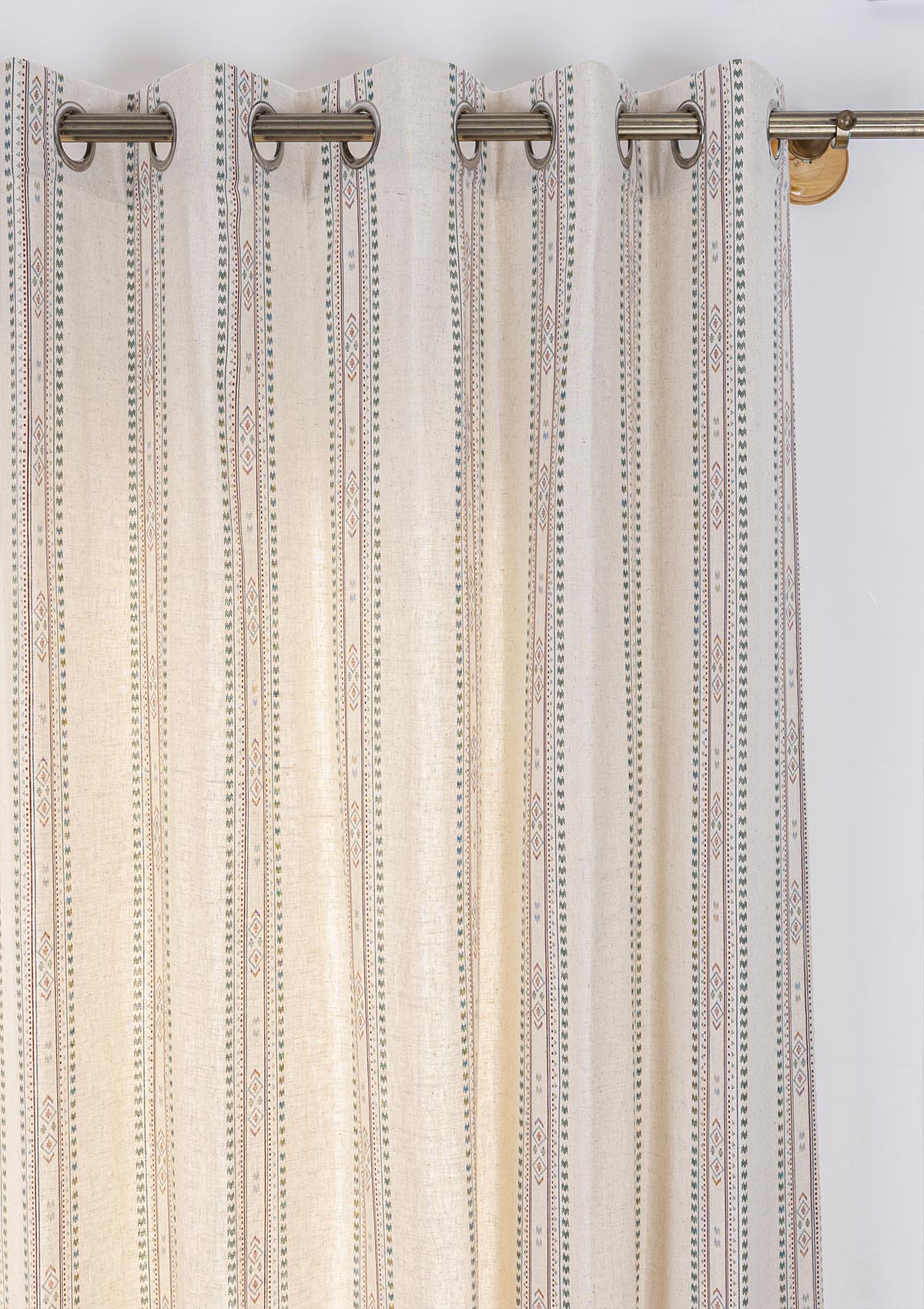 Kalai Linen Cotton Printed Curtain for living room & bedroom - Light Reduction - Multicolor - Single Piece