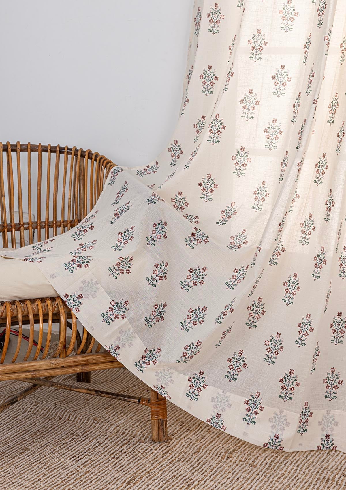 Palash 100% Cotton Sheer Printed Curtain for living room & bedroom - Light Filtering - Multicolor - Single Piece