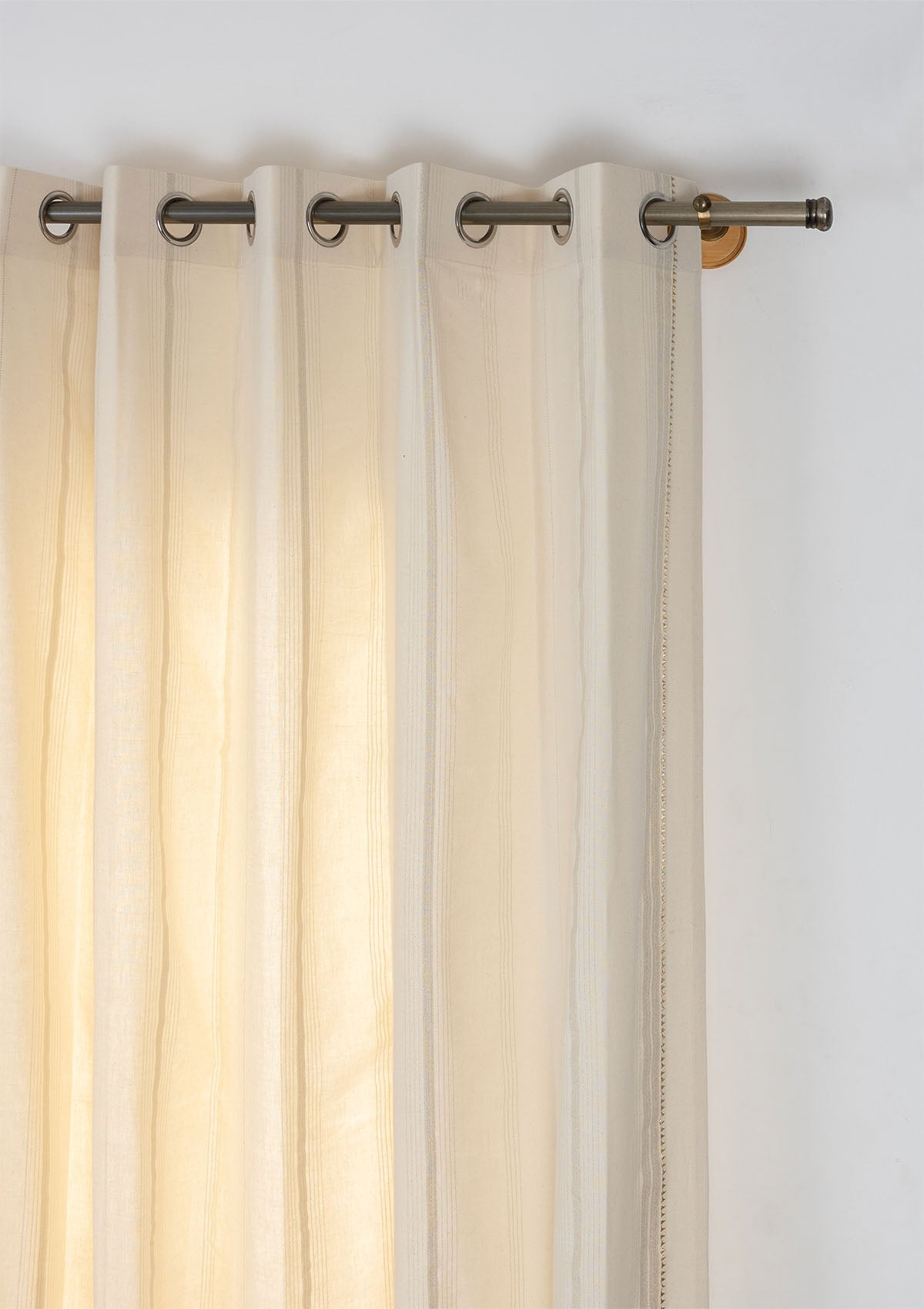 Daaram Gold & Beige Neutral Cotton Zari Blend Textured Curtain For Livingroom / Bedroom | Light Reduction | Single Piece