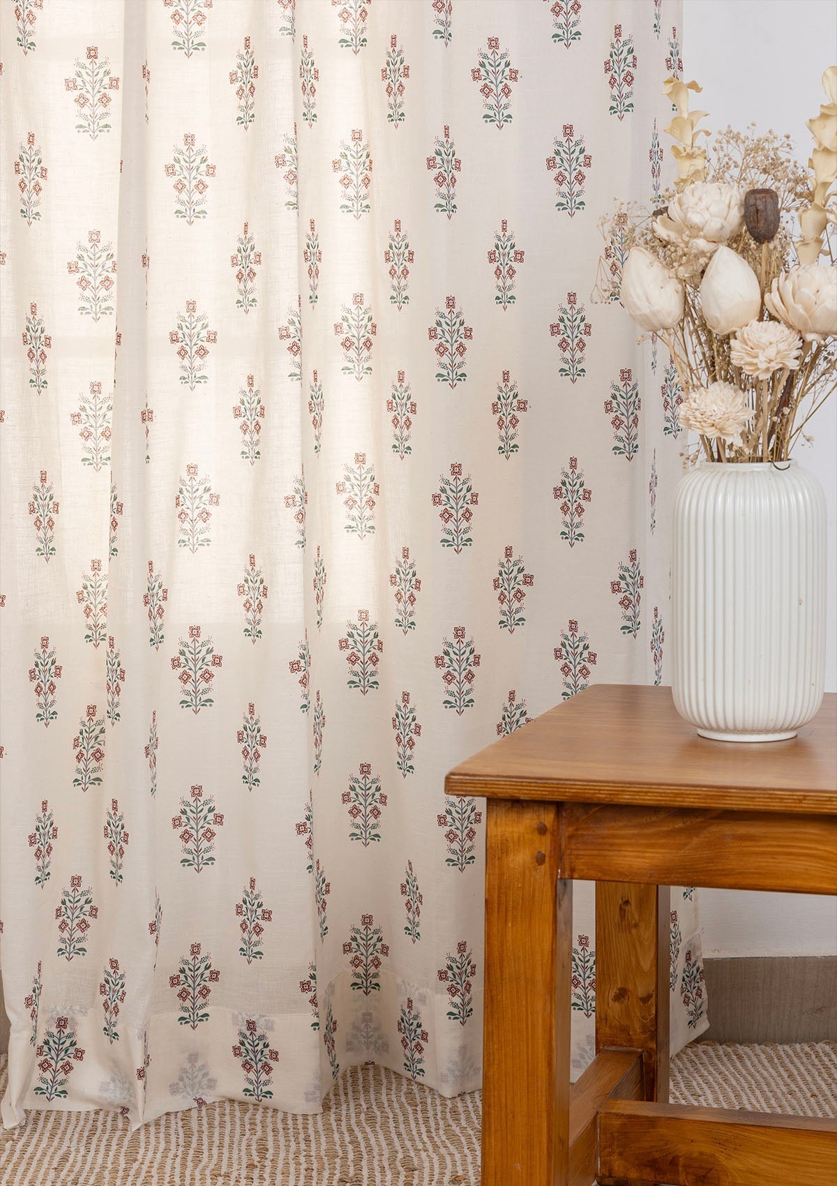 Palash 100% Cotton Sheer Printed Curtain for living room & bedroom - Light Filtering - Multicolor - Single Piece