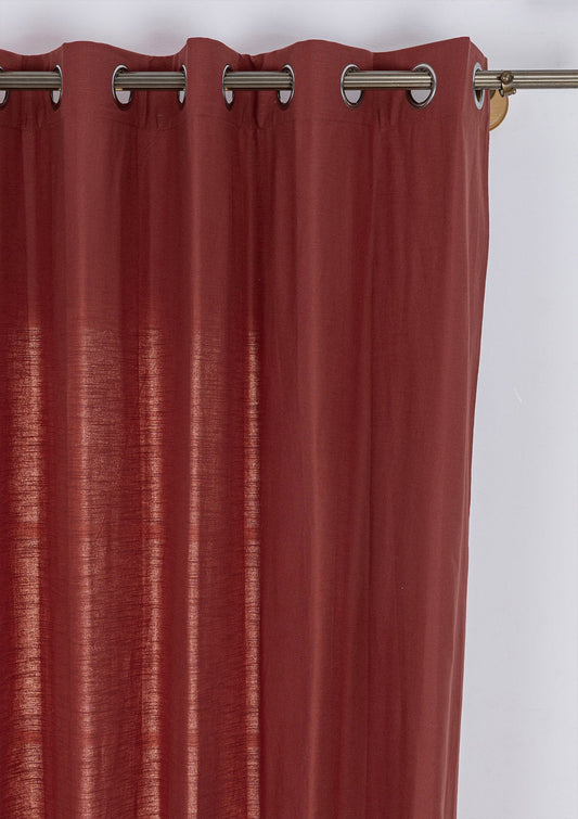 Crimson Red 100% Cotton Plain Curtain for living room & bedroom - Room Darkening - Single Piece