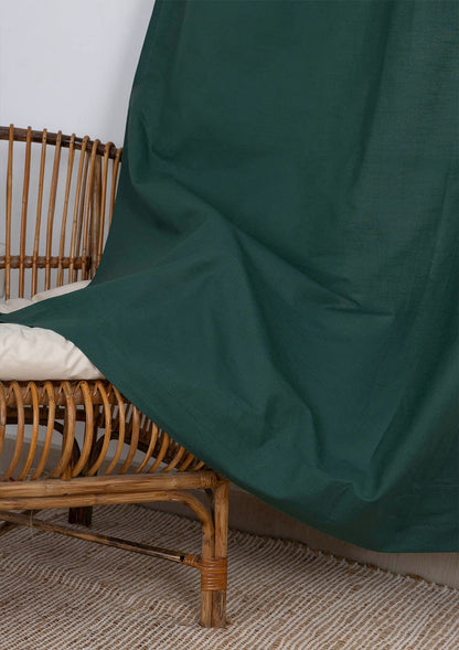 Jade Green 100% Cotton Plain Curtain for living room & bedroom - Room Darkening - Single Piece
